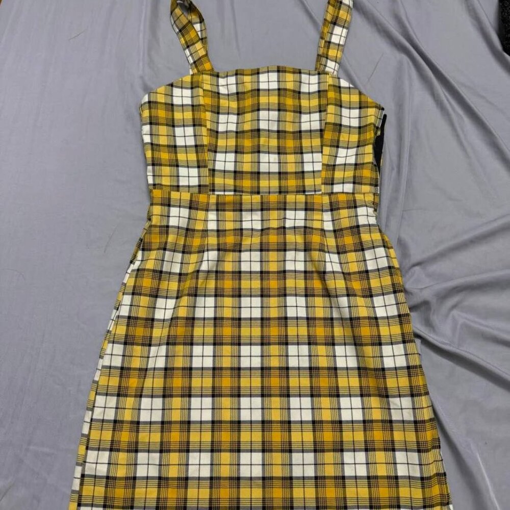 Yellow Plaid Mini Dress
